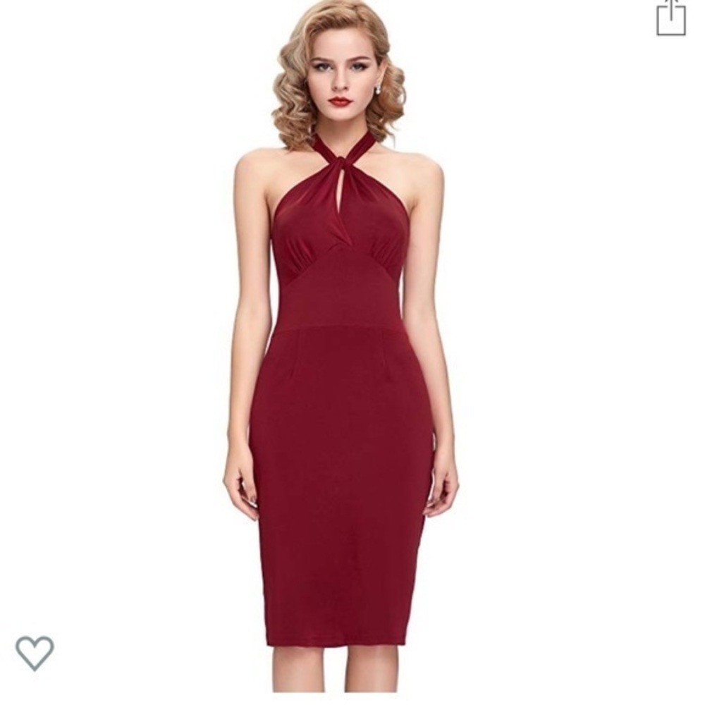 Drop back halter dress